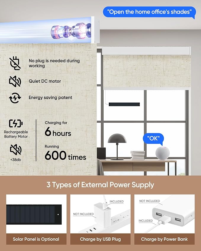 Kincmo Motorized Blinds with Remote, 100% Blackout Motorized Roller Shades Work - Image 5