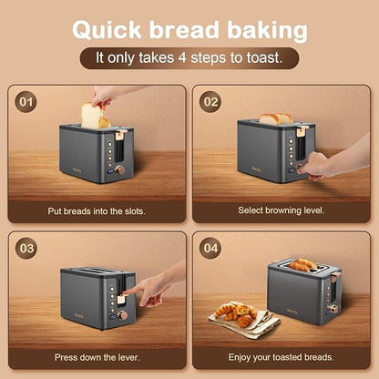 Mecity Toaster 2 Slice Stainless Steel Body Timer, Bagel/Defrost/Reheat/Cancel - Image 6