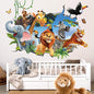 decalmile 3D Jungles Animal Forest Elephant Lion Wall Decals Stickers