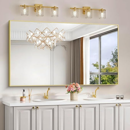 Gold Bathroom Mirror for Wall, 60x30 Inch Rectangle Mirrors by Welcometocofeny