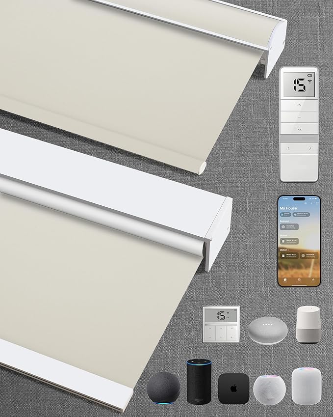 Kincmo Motorized Blinds with Remote, 100% Blackout Motorized Roller Shades Work by KincmoBlinds