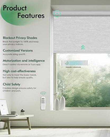 Yoolax Motorized Blinds with Remote, Automatic Roller Shades Cordless Electric - Image 2