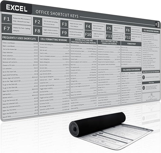 Baziabbo Office Desk Mat, Excel Cheat Sheet Keyboard Mat, Excel Shortcut Desk by Unknown