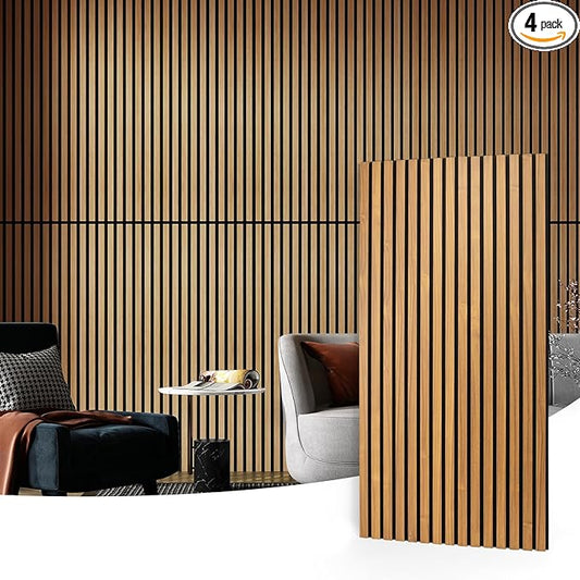 Art3d 4 Pack 47.2 x 23.6in. Wood Slat Acoustic Panels by Art3d