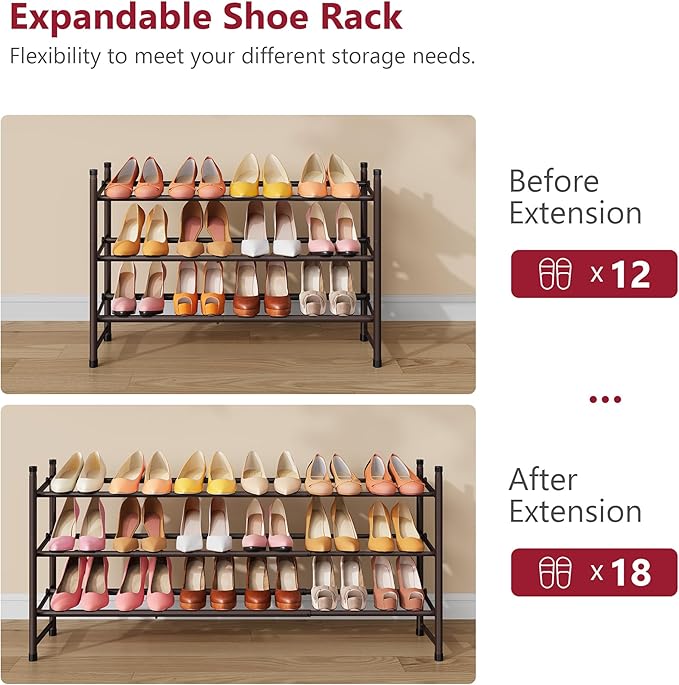 Tajsoon 3 Tier Expandable Shoe Rack - Image 7