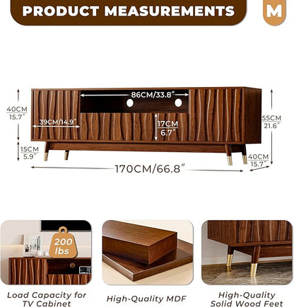 ATJafurn 66‘’ Brown Walnut Finish TV Stand - Image 4