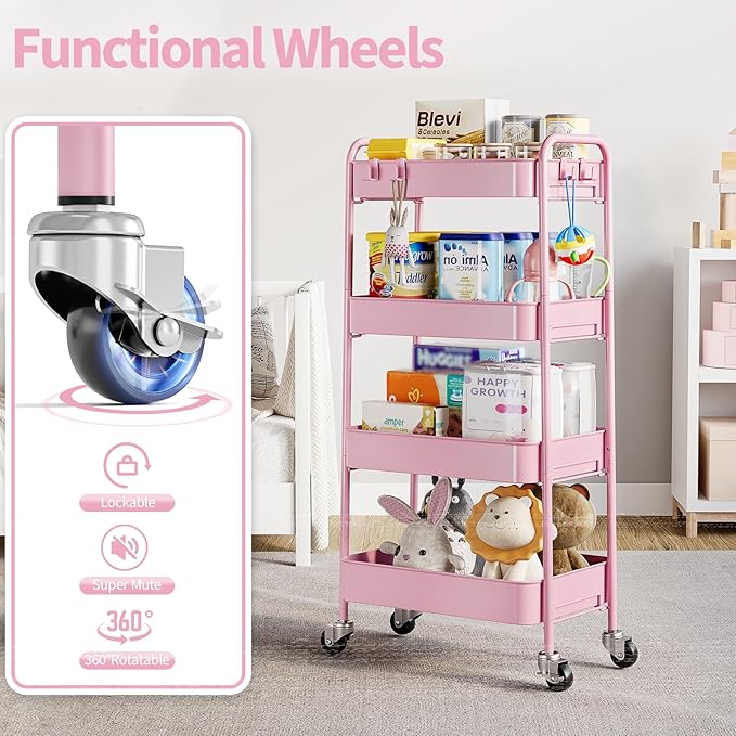 TOOLF 4-Tier Metal Rolling Cart - Image 5