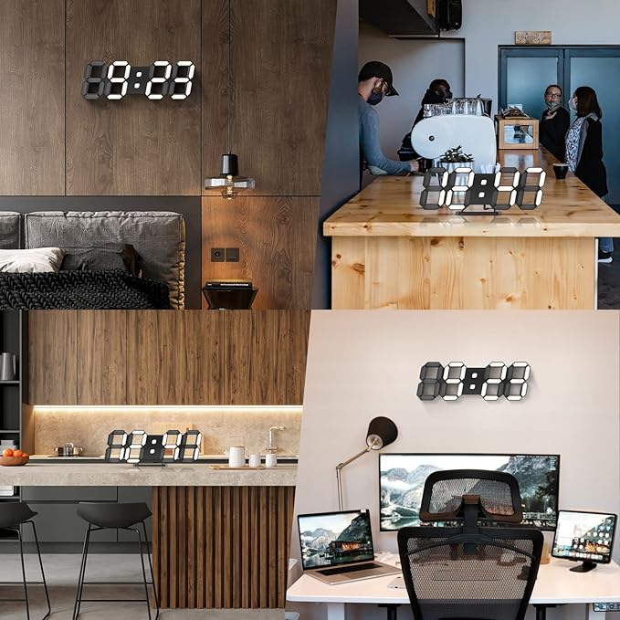 EDUP HOME 3D LED Clock Desk Alarm Clock Wall Clock - Image 5