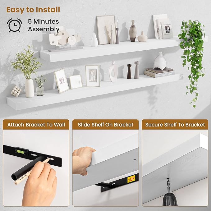 Fun Memories 55 Inch Floating Shelves Bedroom, Large Extra Floating Shelf Set - Image 5