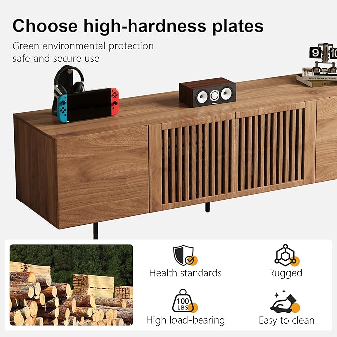 Pajiasen 70.87″ Mid Century Modern Walnut TV Stand - Image 9