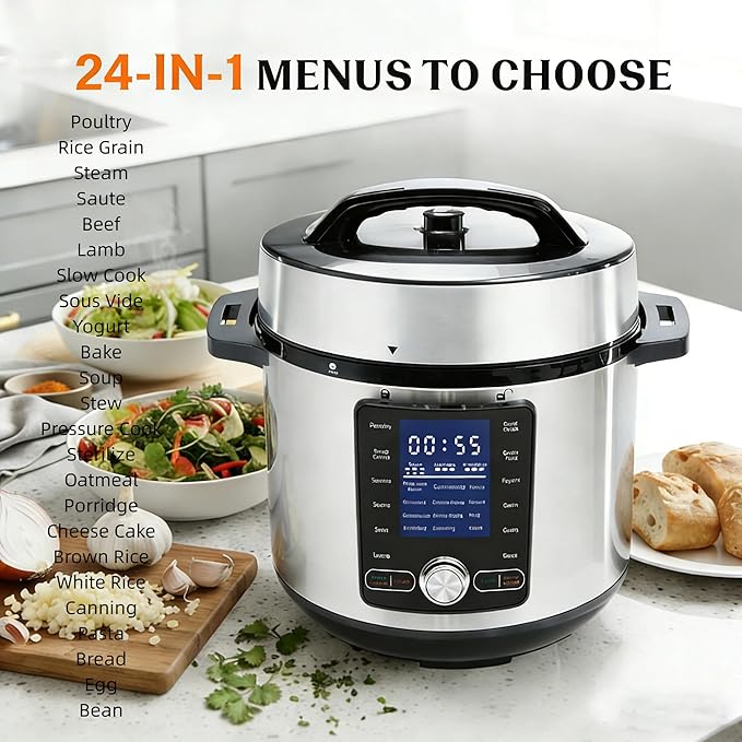 HealSmart 24-in-1 Electric Pressure Cooker 8.5 Quart, Non-Stick Stainless Steel - Image 2