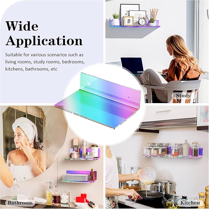 9 Inches Iridescent Floating Shelves Acrylic, Dining Room, Brand Store - Image 6