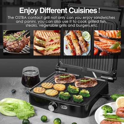 OSTBA Panini Press Grill with Adjustable Temperature, 4-Slice Indoor Grill - Image 3