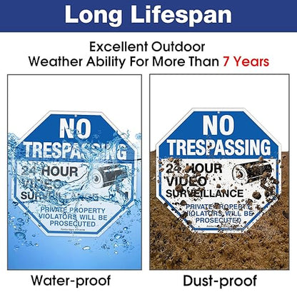 2-Pack No Trespassing Sign Private Property Protected By Video Surveillance - Image 4