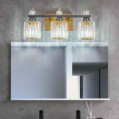 FDPBY Bathroom Vanity Lights 3-Light Sand Black Gold Modern Crystal Vanity - Image 3