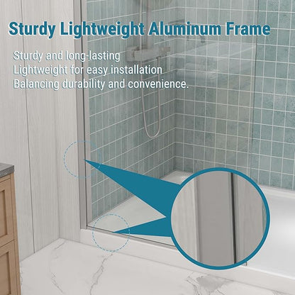 Sunrosa 32"×76" Shower Glass Panel, 8mm Thick Shower Screen, Brushed Nickel - Image 6