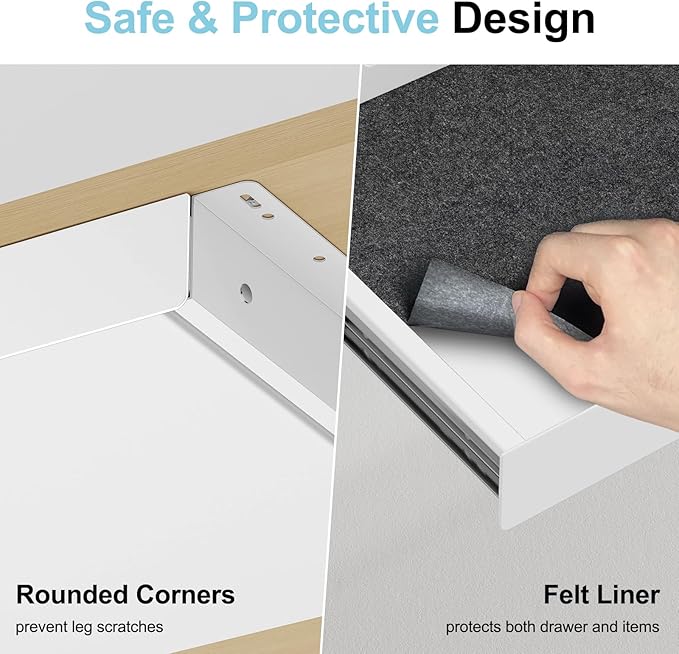 Under Desk Drawer, 20.1 inch Carbon Steel Slide-Out Under Table Storage - Image 5