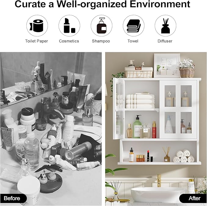Modern Hanging Bathroom Cabinet, Sturdy Wooden Medicine Cabinet - Image 5