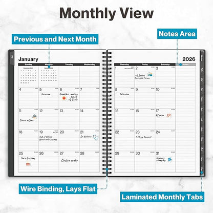 Dunwell 2026 Planner Book 8.5x11, Weekly Monthly Calendar, Jan to Dec, Large - Image 4
