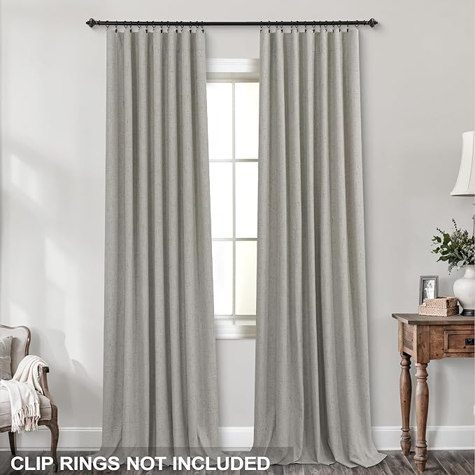 KOUFALL 92 Inch Blackout Curtains, Boho Taupe Pleated Curtains - Image 3