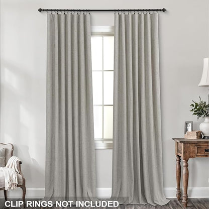 KOUFALL 92 Inch Blackout Curtains, Boho Taupe Pleated Curtains - Image 3