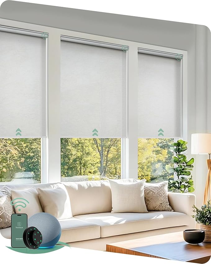 Yoolax Motorized Solar Shades, Flame Resistat Smart Blinds by Yoolax