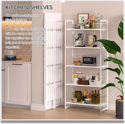 4NM No Assembly 5 Tiers Folding Bookshelf, 59.4" H Foldable Storage Shelves - Image 5