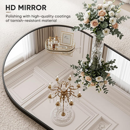 Full Length Mirror, 83"x44" Floor Mirror Freestanding, Oversized Floor Standing Full Body Mirror with Stand for Bedroom, Hanging Mounted for Living Room Cloakroom, Black, Arched