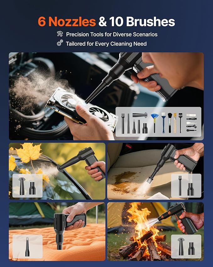Compressed Air Duster, 000RPM Ultra-Powerful Cordless Electric Air Duster - Image 5