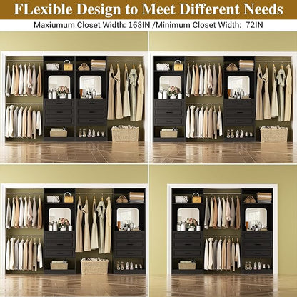 Unikito Closet System with 6 Drawers, 6-14Ft Closet Organizer with Mirror - Image 4