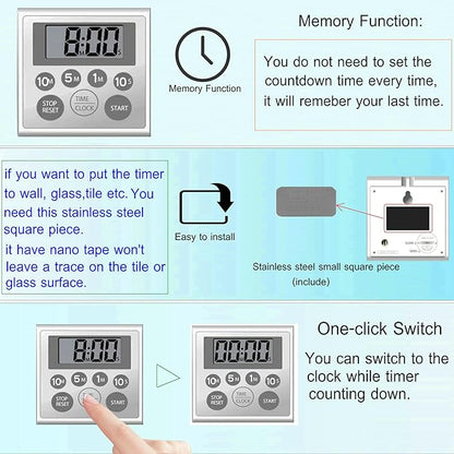 NUOSWEK Digital Timer Waterproof Shower Timer Shower Clock Bathroom Kitchen - Image 3