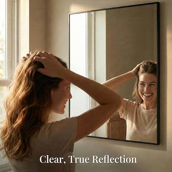30"x36" Black Bathroom Mirror, Matte Metal Framed Vanity Mirror - Image 5