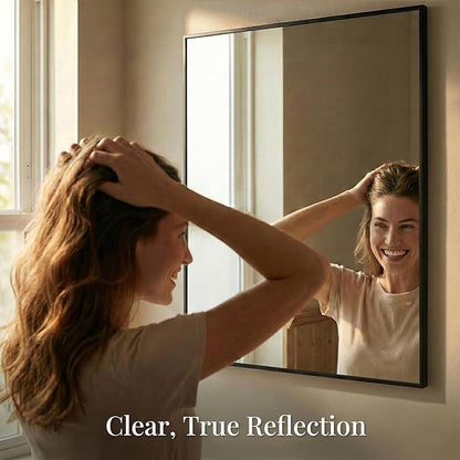 30"x36" Black Bathroom Mirror, Matte Metal Framed Vanity Mirror - Image 5