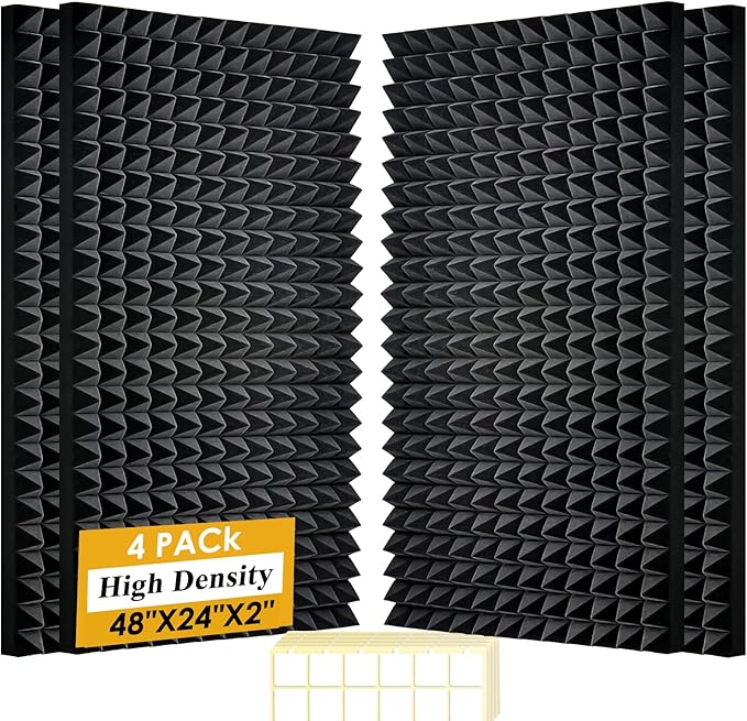 4 Pack Black Acoustic Foam Panels, High Density Soundproof Wall Panels by Unknown