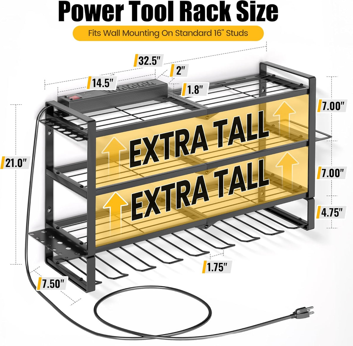 MOOMSINE Large Power Tool Organizer Wall Mount with Charging Station for Gara...