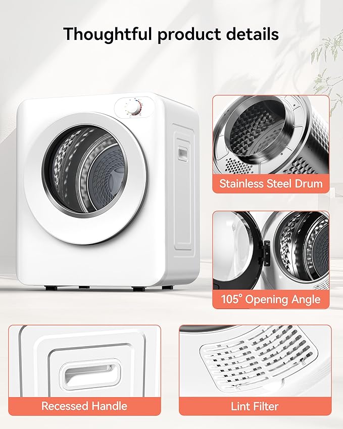 Euhomy Portable Clothes Dryer, 1.5 Cu.Ft. Portable Dryer, 850W Drying Machine - Image 6