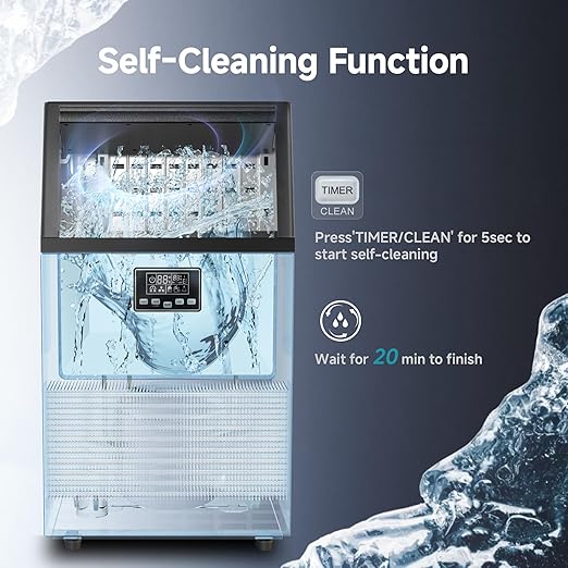 EUHOMY Commercial Ice Maker Machine, Moon-Shaped Ice, 100lbs/24H Stainless - Image 6