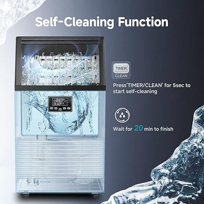 EUHOMY Commercial Ice Maker Machine, Moon-Shaped Ice, 100lbs/24H Stainless - Image 6