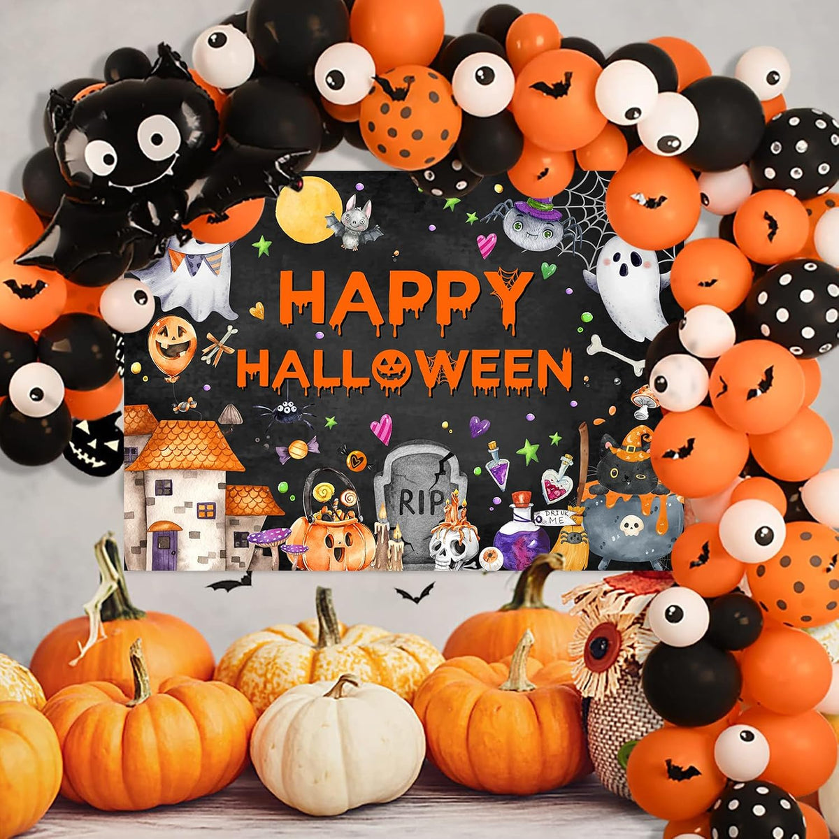 Avezano Happy Halloween Backdrop Halloween Party Decorations