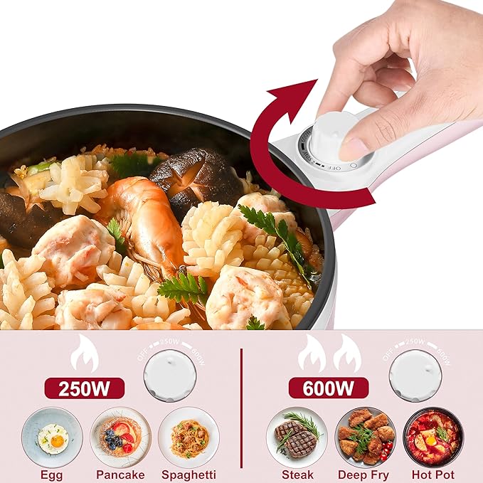 Dezin Hot Pot Electric Upgraded, Non-Stick Sauté Pan, Rapid Noodles Electric Pot - Image 3