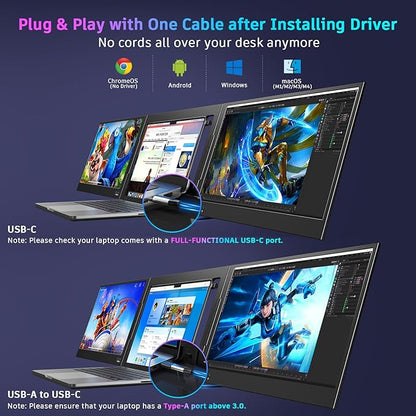 QQH Laptop Screen Extender, 15.6” Triple Portable Monitor - Image 2