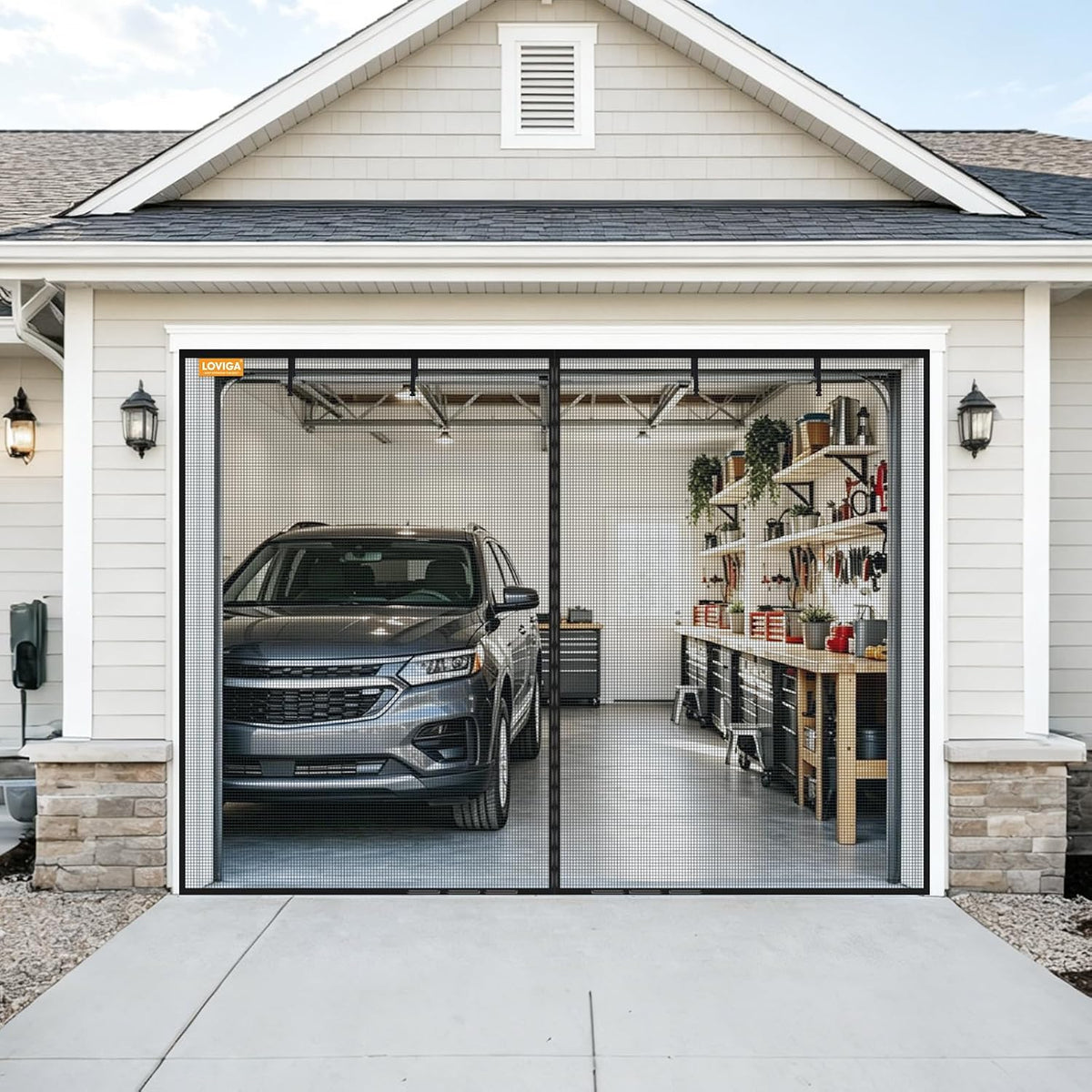 heavy duty garage screen door for 1 car, main product view
