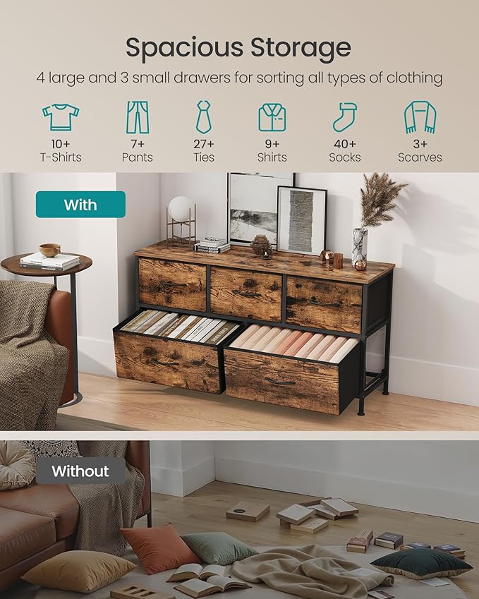 SONGMICS Dresser for Bedroom, Chest of Drawers, 5 Non-Woven Fabric Drawers - Image 4