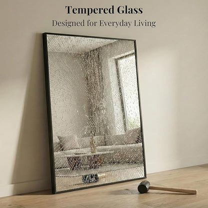 48''x36'' Extra Large Black Bathroom Mirror, Metal Framed Vanity Mirror - Image 6