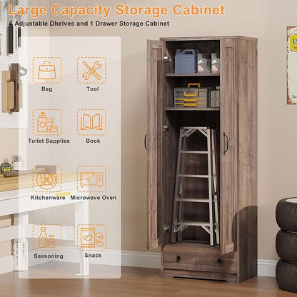 70" Tall Storage Cabinets, Large Wood Storage Pantry Cabinet - Image 4
