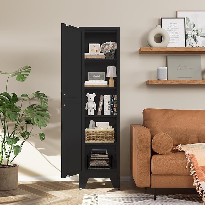 COFaR Tall Bathroom Cabinet, Metal Farmhouse Narrow Slim Storage Cabinet - Image 2