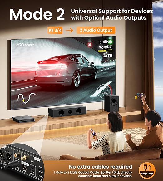 avedio links Digital Audio Splitter 1 in 2 Out 6ft, Toslink Digital Fiber Optic - Image 3