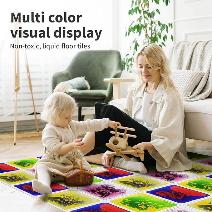 Art3d Liquid Sensory Floor Decorative Tiles, 11.8"x11.8" Square, 4 Tiles - Image 2