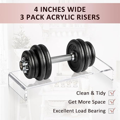 LFTYTUO 2 Set Large Acrylic Clear Display Risers, 3 Sizes 12" Rectangular - Image 3