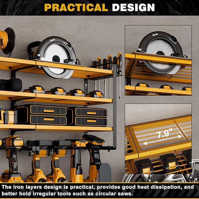 48" Large Power Tools Organizer Wall Mount, 12 Drill Holder - Image 5